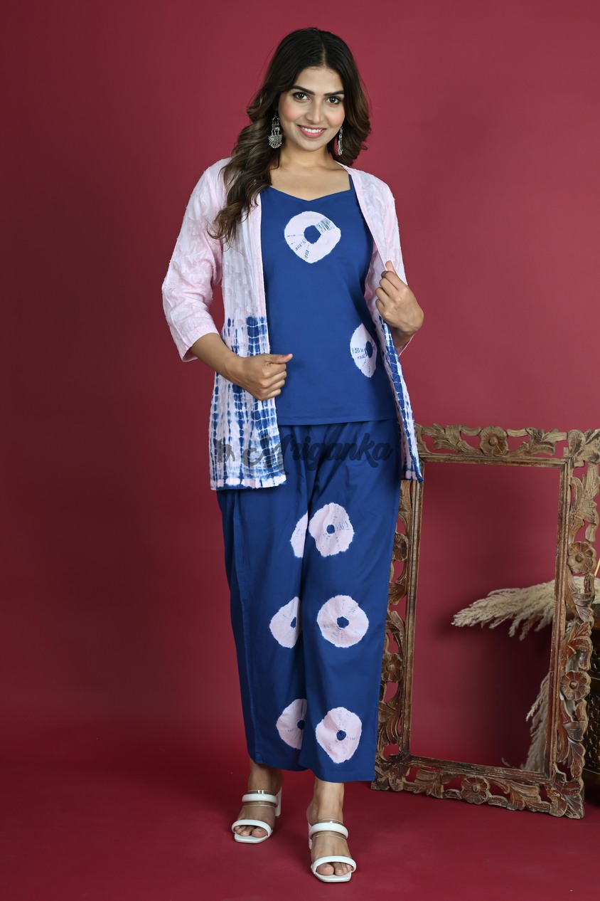 Stylish Indigo and Pink Co-Ord Set | Pure Cotton | Mriganka