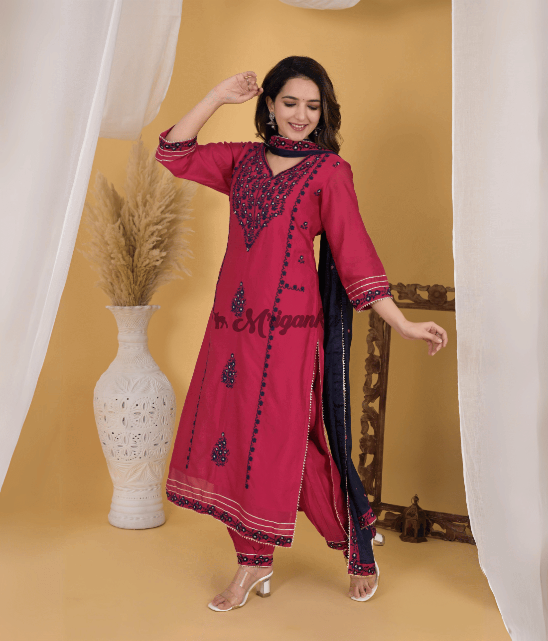 Embroidered Chanderi Suit Set