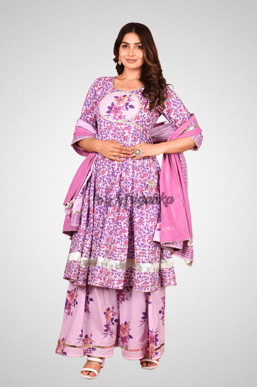 Anarkali Suit set with flared Palazzo