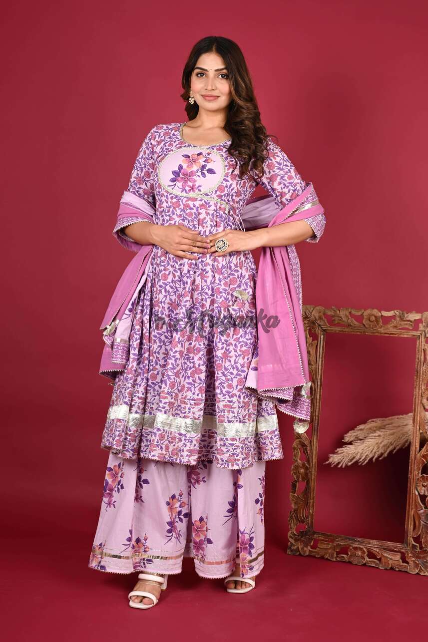 Anarkali Suit set with flared Palazzo