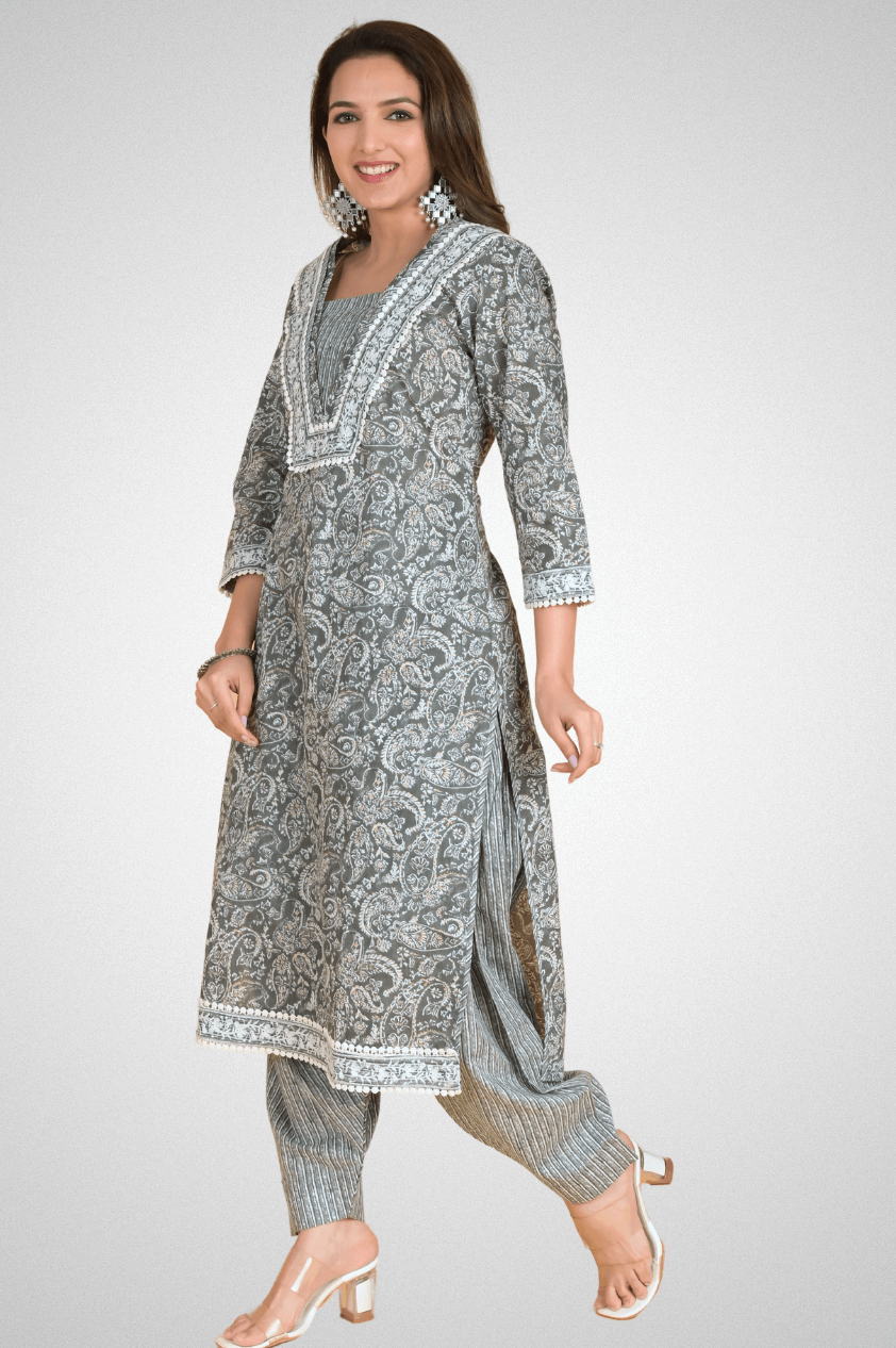 Shop Stylish Jaipuri Paisley Print Kurta Pant Sets at Mriganka