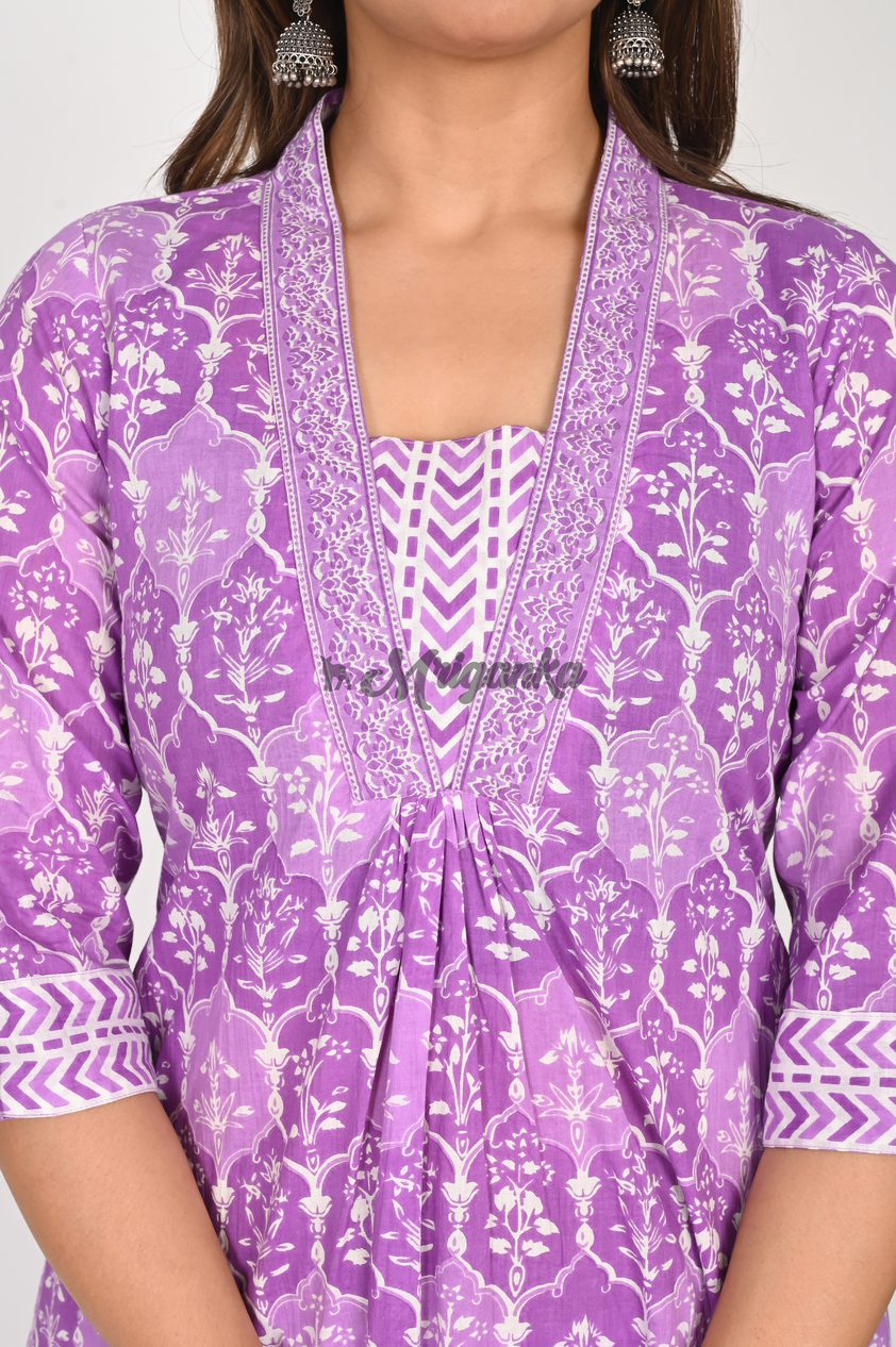 Buy Lavender Straight Suit Set - Pure Cotton Suit Set by Mriganka