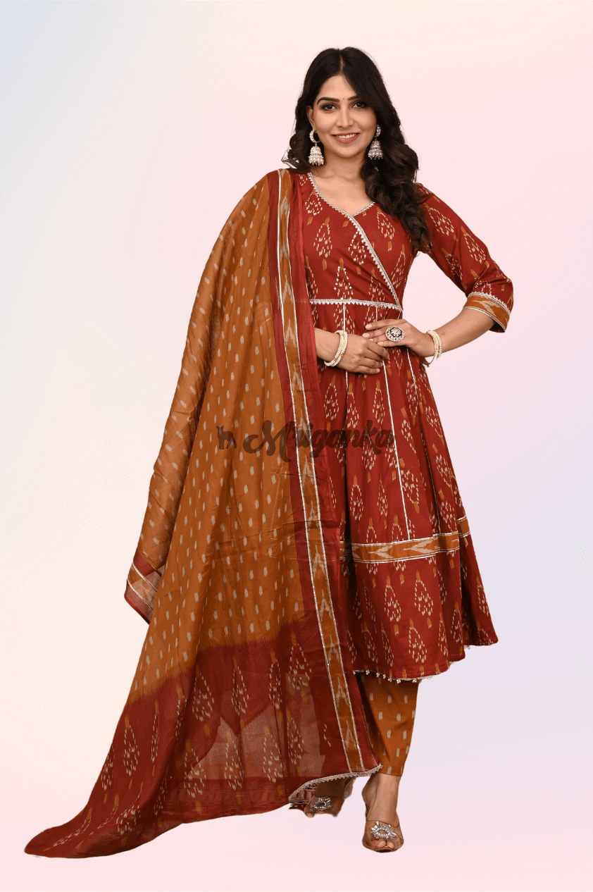 Anarkali Suit Set | Pure Cotton Fabric | Angrakha Style  - Buy at Mriganka