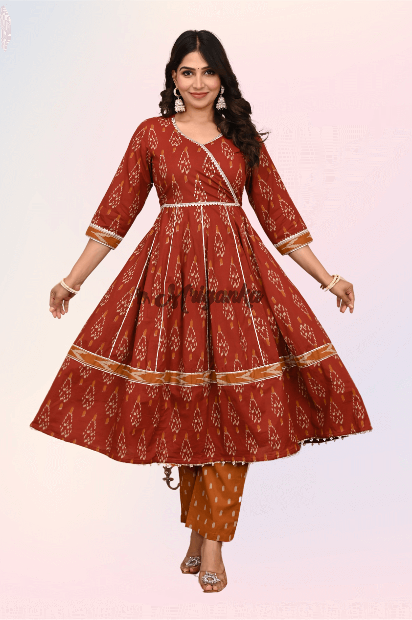 Anarkali Suit Set | Pure Cotton Fabric | Angrakha Style  - Buy at Mriganka