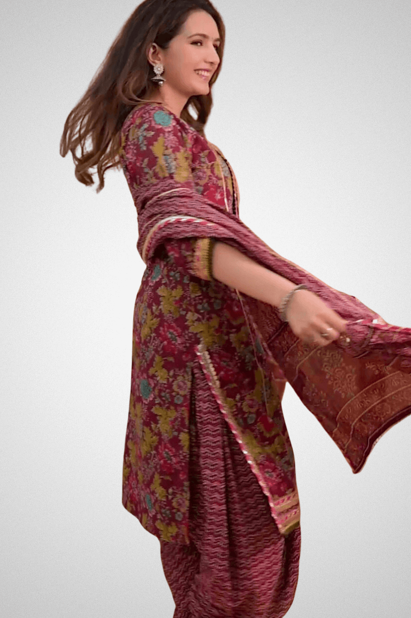 Shop Block Print Kurta With Dhoti Set from Mriganka