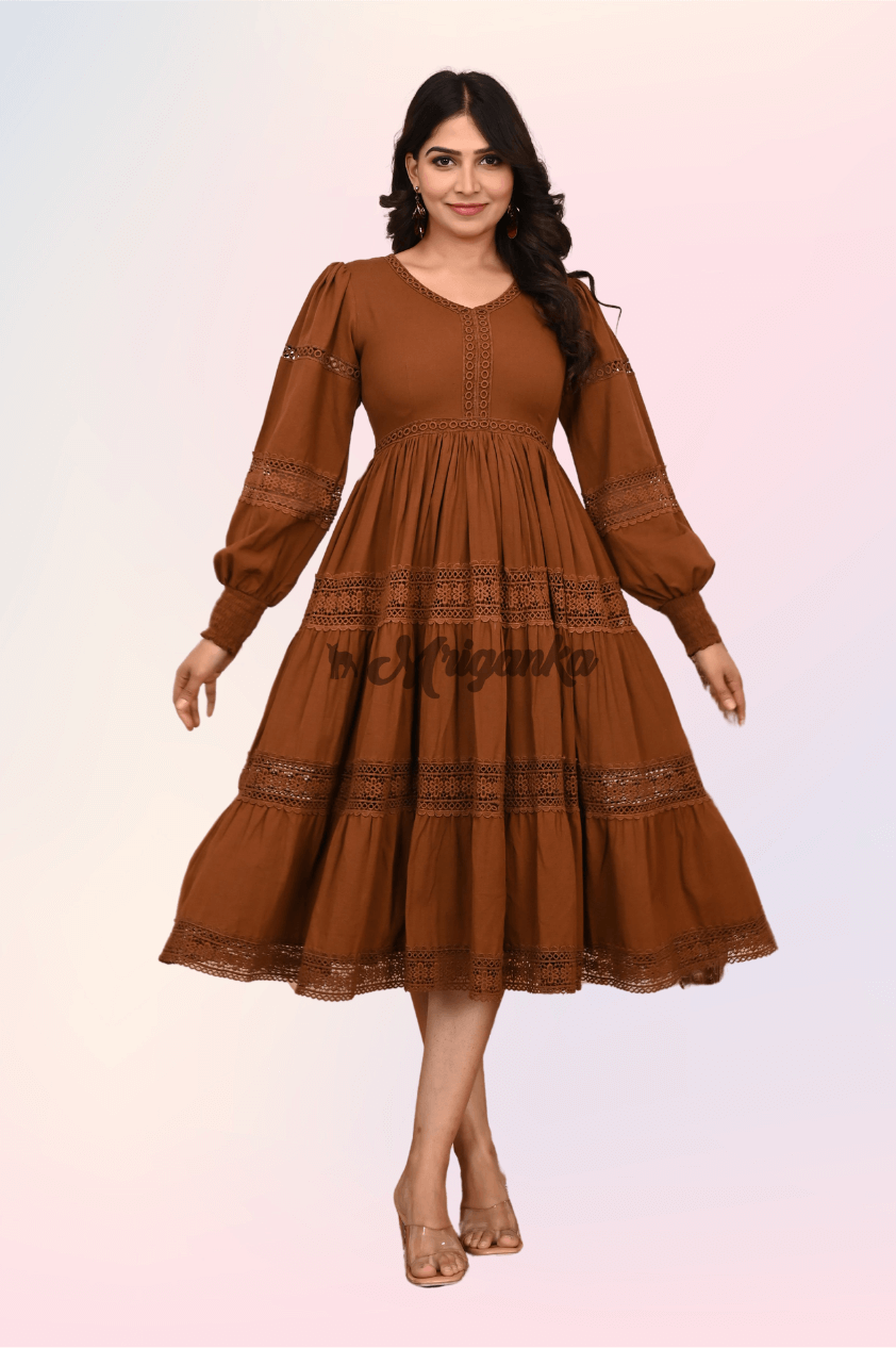 One Piece Maxi-Dress| Cotton Slub Fabric|Inner Lining - Buy at Mriganka