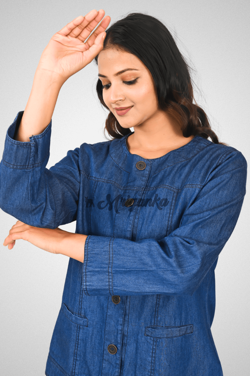 Classic Blue Denim Shirt – Stylish & Comfortable Casual Wear | Mriganka